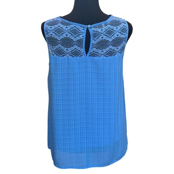 NWT - AB Studio Blue Lace Blouse - Picture 2 of 5
